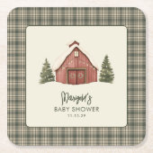 Merry Little Christmas Rustic Baby Shower  Kartonnen Onderzetters (Voorkant)