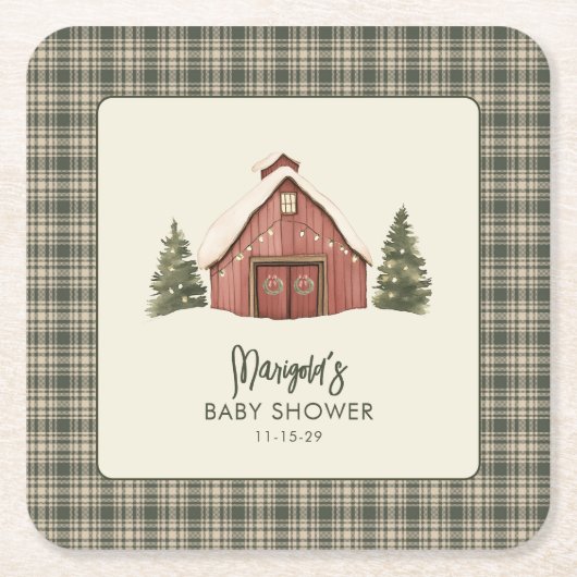 Merry Little Christmas Rustic Baby Shower  Kartonnen Onderzetters (Voorkant)