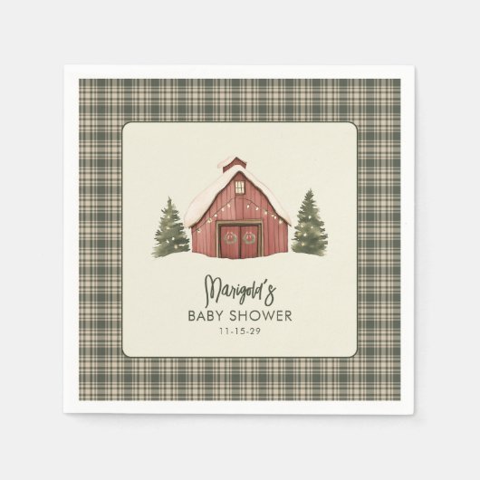 Merry Little Christmas Rustic Baby Shower Napkin Servet (Voorkant)