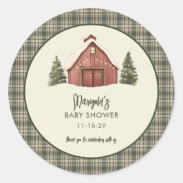 Merry Little Christmas Rustic Baby Shower  Ronde Sticker