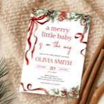 Merry Little Christmas Santa Baby shower Kaart<br><div class="desc">Welkom uw kleintje met onze hartverwarmende Merry Little Baby shower Invitation Printable. Personaliseer om de vreugde te delen met je geliefden! BS1167 C</div>