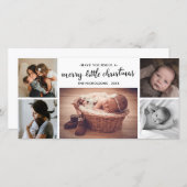 Merry Little Christmas Script Newborn Baby Foto Bedankkaart (Voorkant / Achterkant)
