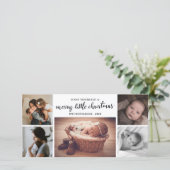 Merry Little Christmas Script Newborn Baby Foto Bedankkaart (Staand voorkant)