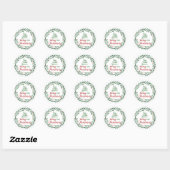 Merry Little Christmas Script | Wreath  Ronde Sticker (Vel)