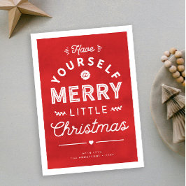 Merry Little Christmas Textured Type Holiday Kaart