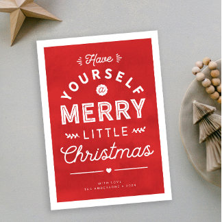 Merry Little Christmas Textured Type Holiday Kaart