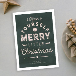 Merry Little Christmas Textured Type Holiday Kaart