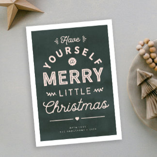 Merry Little Christmas Textured Type Holiday Kaart