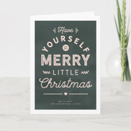 Merry Little Christmas Textured Type Holiday Kaart