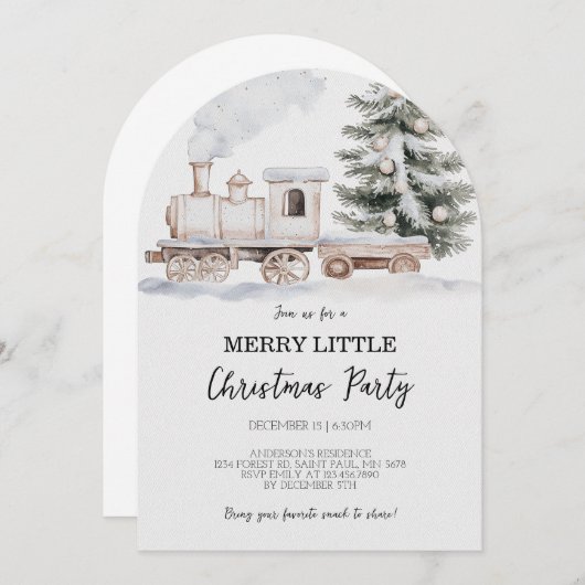 Merry Little Christmas Train Party Uitnodiging (Voorkant / Achterkant)