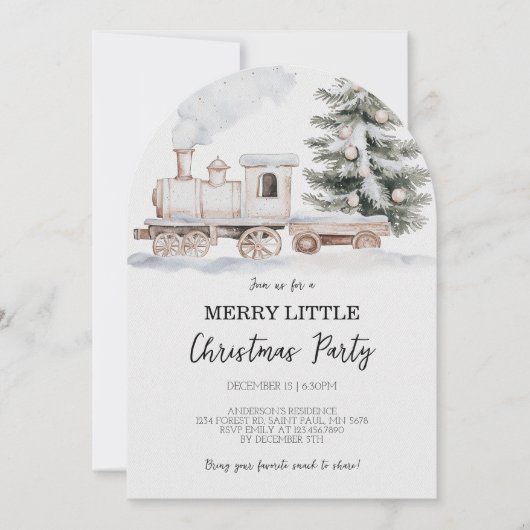 Merry Little Christmas Train Party Uitnodiging (Voorkant)