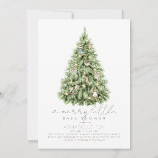 Merry Little Christmas Tree Baby shower Kaart (Voorkant)