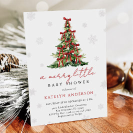 Merry Little Christmas Tree Baby Shower Kaart