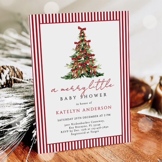 Merry Little Christmas Tree Baby Shower Kaart