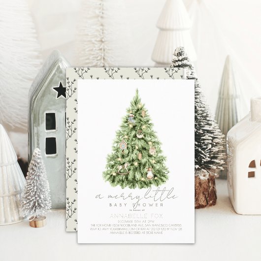 Merry Little Christmas Tree Baby shower Kaart