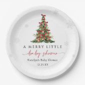 Merry Little Christmas Tree Baby Shower Papieren Bordje (Voorkant)
