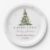 Merry Little Christmas Tree Baby Shower Papieren Bordje (Voorkant)