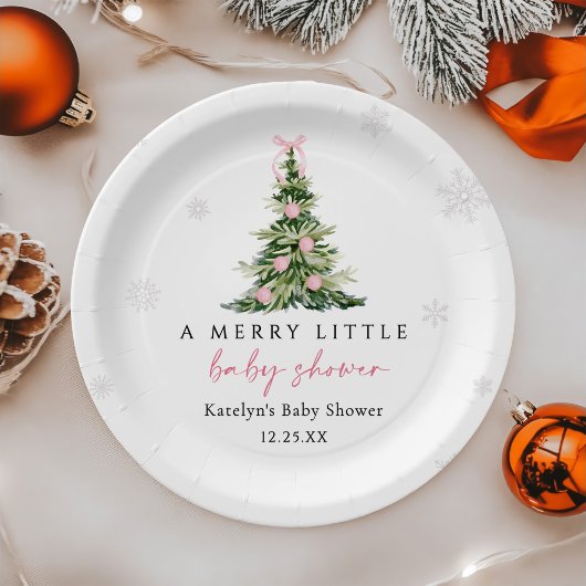 Merry Little Christmas Tree Baby Shower Papieren Bordje