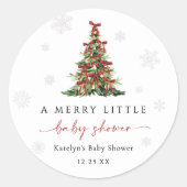 Merry Little Christmas Tree Baby Shower Ronde Sticker (Voorkant)