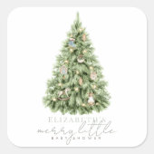 Merry Little Christmas Tree Baby shower Vierkante Sticker (Voorkant)