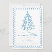 Merry Little Christmas Tree Blue Baby shower Kaart (Voorkant)