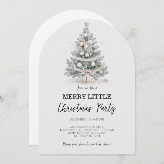 Merry Little Christmas Tree Party Uitnodiging (Voorkant / Achterkant)