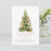 Merry Little Christmas Tree Rood Baby shower Kaart (Staand voorkant)