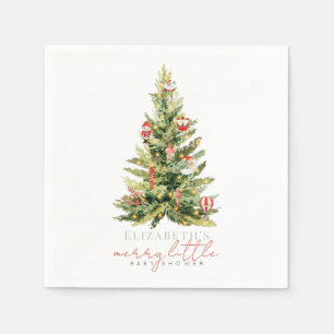Merry Little Christmas Tree Rood Baby shower Servet