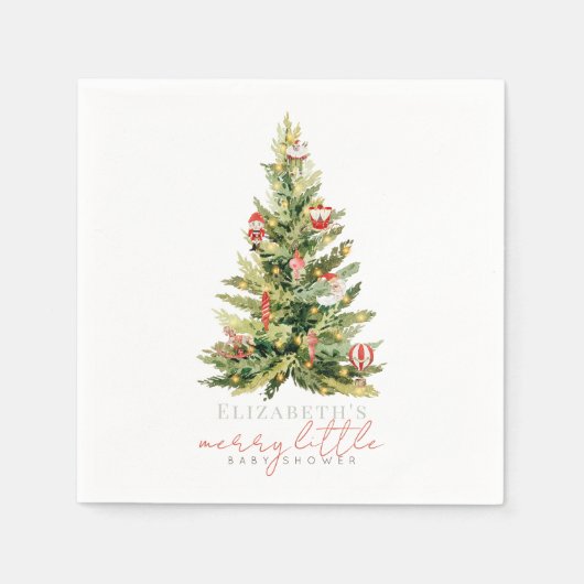 Merry Little Christmas Tree Rood Baby shower Servet (Voorkant)