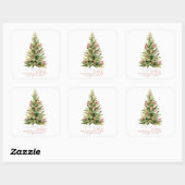Merry Little Christmas Tree Rood Baby shower Vierkante Sticker (Vel)