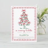 Merry Little Christmas Tree Rood Groen Baby shower Kaart (Staand voorkant)