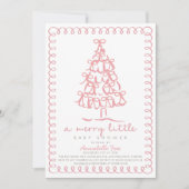 Merry Little Christmas Tree Roze Baby shower Kaart (Voorkant)