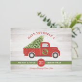 Merry Little Christmas Truck Tree Plaid Company Feestdagenkaart (Staand voorkant)