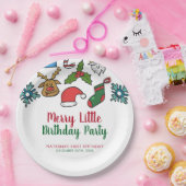 Merry Little Christmas Verjaardag Custom Papieren Bordje (Feest)