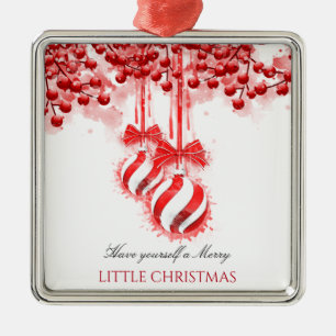 Merry Little Christmas Watercolor Splash Metalen Ornament