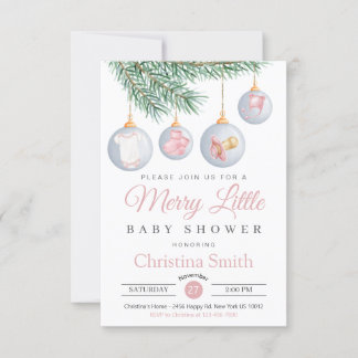 Merry Little Christmas Winter Baby Meisje Douche Kaart