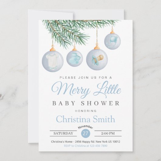 Merry Little Christmas Winter Baby Shower Kaart (Voorkant)