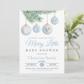 Merry Little Christmas Winter Baby Shower Kaart (Staand voorkant)