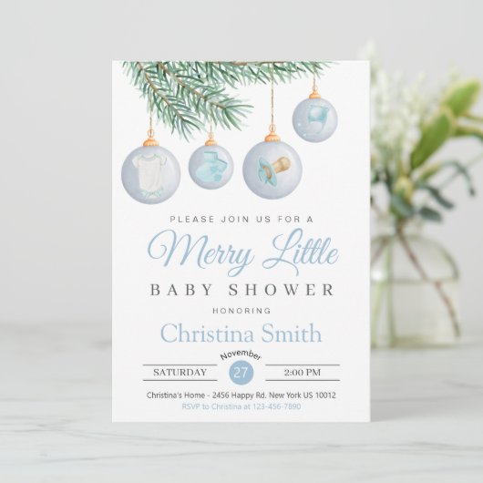 Merry Little Christmas Winter Baby Shower Kaart (Staand voorkant)