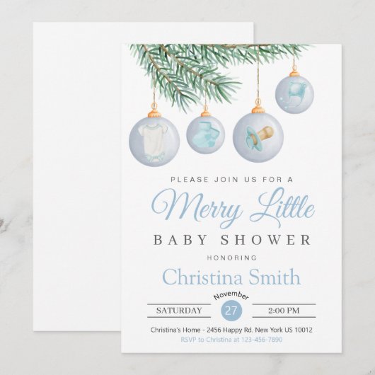Merry Little Christmas Winter Baby Shower Kaart (Voorkant / Achterkant)