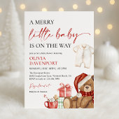 Merry Little Christmas Winter Bear Baby Shower Kaart