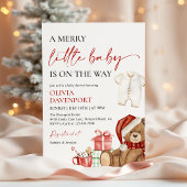 Merry Little Christmas Winter Bear Baby Shower Kaart