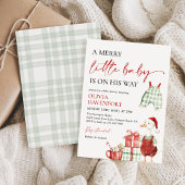 Merry Little Christmas Winter Boy Baby Shower Kaart
