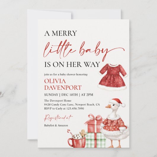 Merry Little Christmas Winter Girl Baby Shower  Kaart (Voorkant)