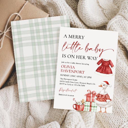 Merry Little Christmas Winter Girl Baby Shower  Kaart