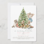 Merry Little Christmas Woodland Animal Baby Shower Kaart (Voorkant)