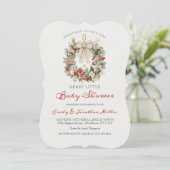 Merry Little Christmas Wreath Bow Baby Shower Kaart (Staand voorkant)