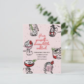 Merry Little Cocktail L Red & Blush Pink Vakantie Kaart (Staand voorkant)