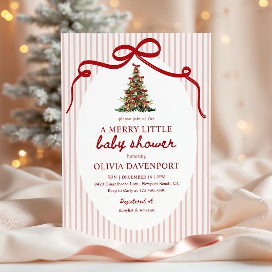 Merry Little Coquette Christmas Tree Baby Shower Kaart