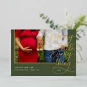 Merry Little Everything Baby on Way Foto Folie Feestdagenkaart (Staand Voorkant)